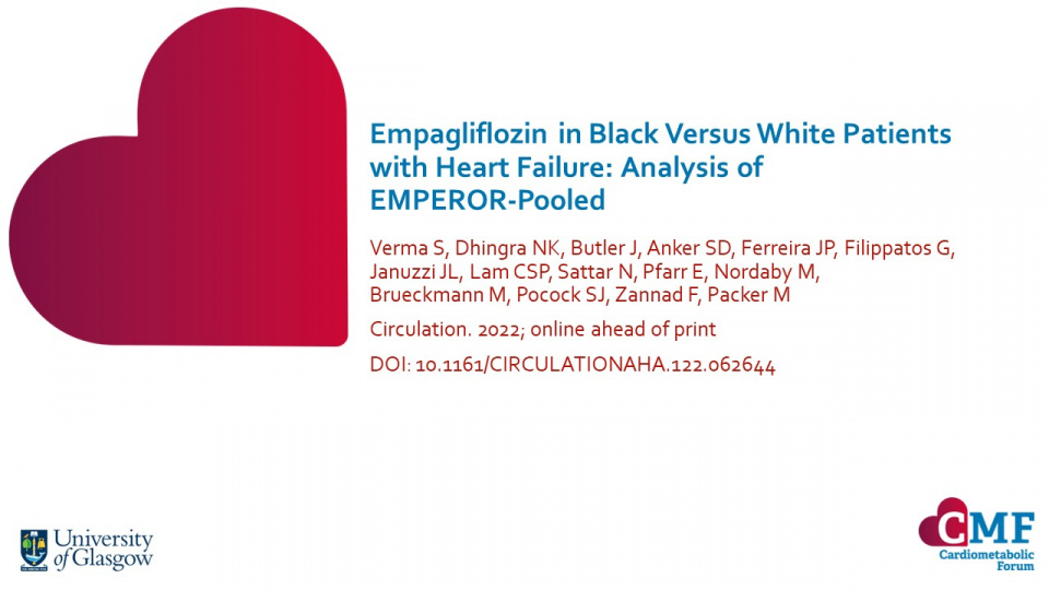 Publication thumbnail: Empagliflozin in Black Versus White Patients with Heart Failure: Analysis of EMPEROR-Pooled