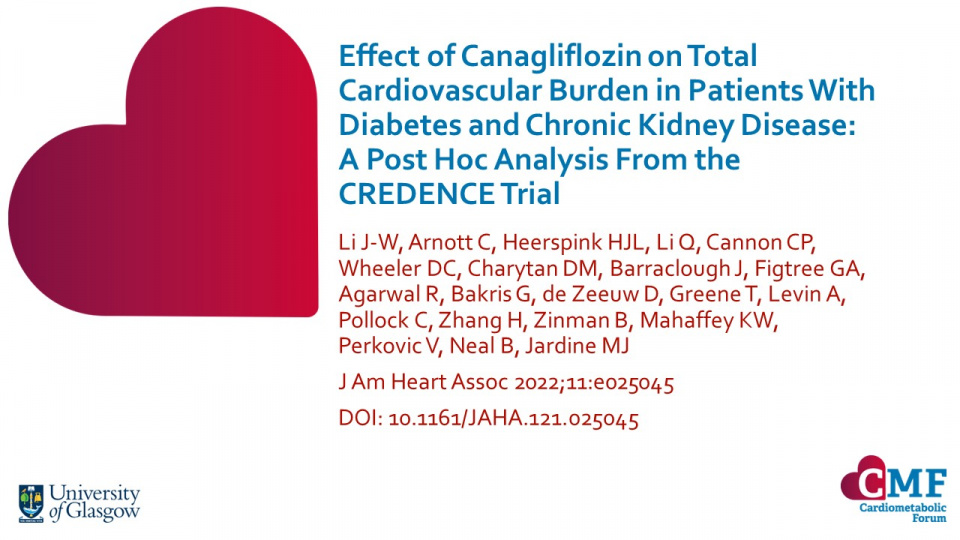 Publication thumbnail: Effect of Canagliflozin on Total Cardiovascular Burden in Patients With Diabetes and Chronic Kidney Disease: A Post Hoc Analysis From the CREDENCE Trial