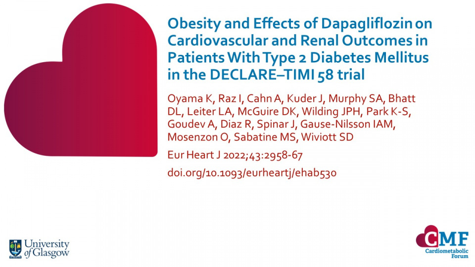 Publication thumbnail: Obesity and Effects of Dapagliflozin on Cardiovascular and Renal Outcomes in Patients With Type 2 Diabetes Mellitus in the DECLARE-TIMI 58 trial