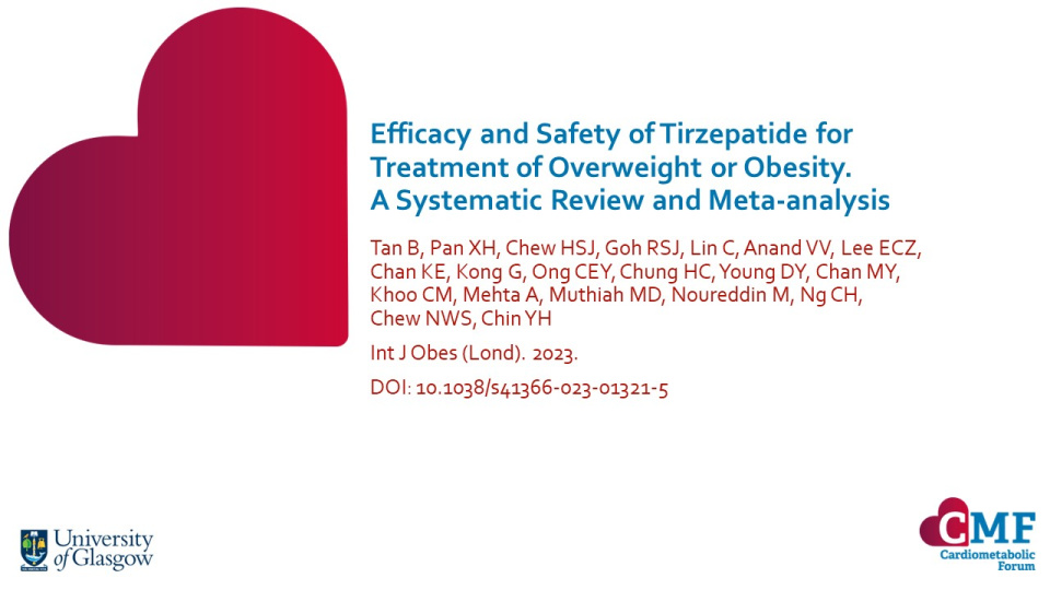 Publication thumbnail: Efficacy and Safety of Tirzepatide for Treatment of Overweight or Obesity. A Systematic Review and Meta-analysis