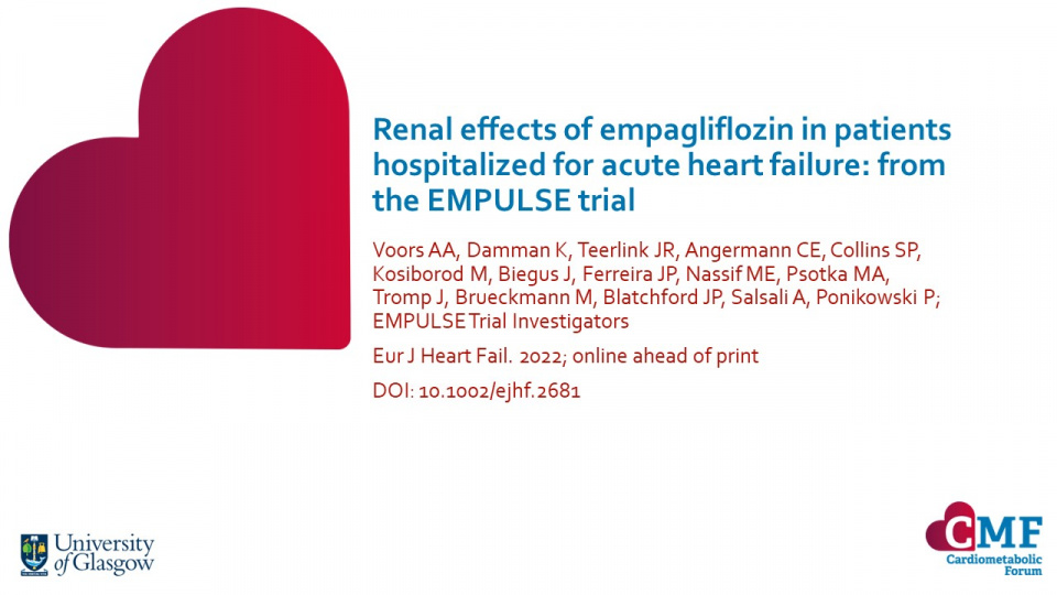 Publication thumbnail: Renal effects of empagliflozin in patients hospitalized for acute heart failure: from the EMPULSE trial