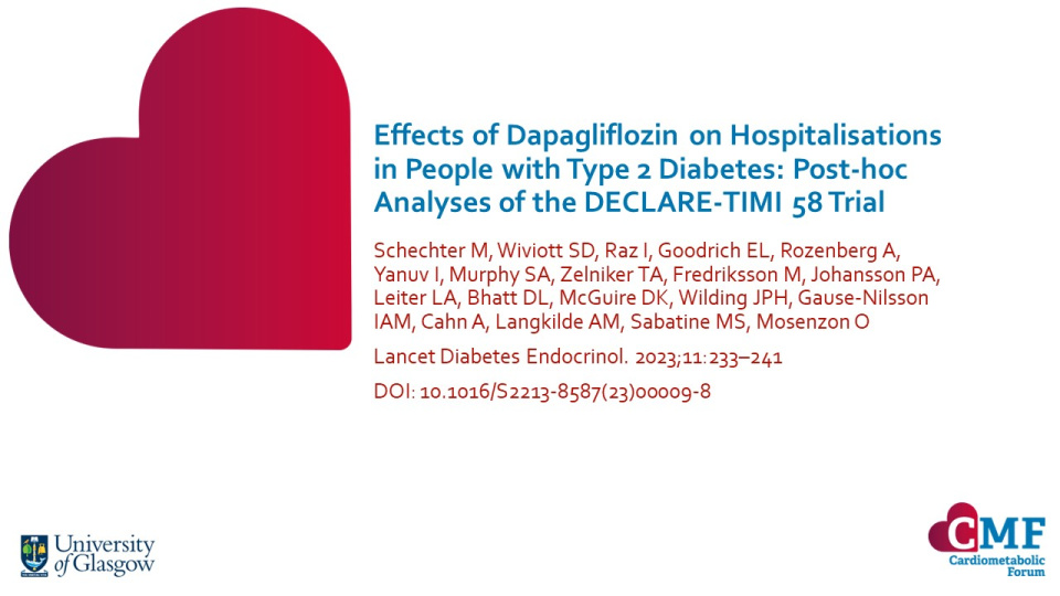 Publication thumbnail: Effects of Dapagliflozin on Hospitalisations in People with Type 2 Diabetes: Post-hoc Analyses of the DECLARE-TIMI 58 Trial
