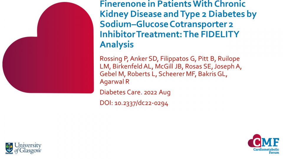 Publication thumbnail: Finerenone in Patients With Chronic Kidney Disease and Type 2 Diabetes by Sodium–Glucose Cotransporter 2 Inhibitor Treatment:  The FIDELITY Analysis