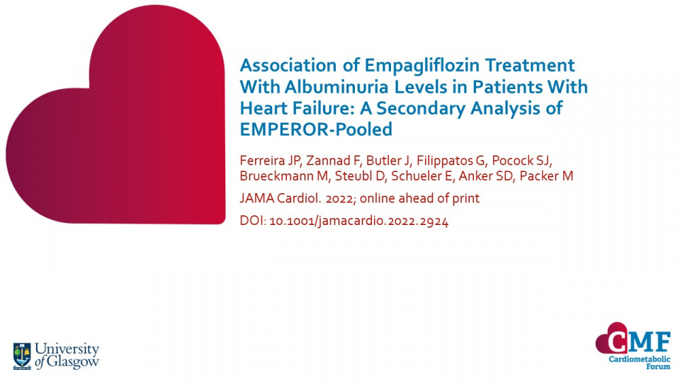 Publication thumbnail: Association of Empagliflozin Treatment With Albuminuria Levels in Patients With Heart Failure: A Secondary Analysis of EMPEROR-Pooled